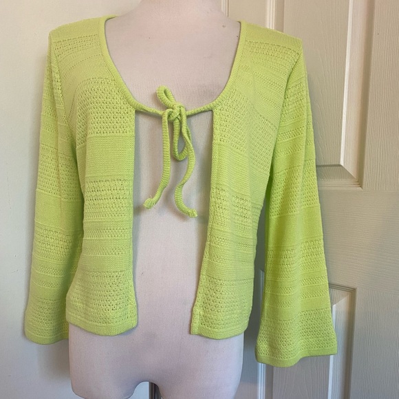 Dolcezza Lime Green Knit Cardigan - Picture 2 of 10